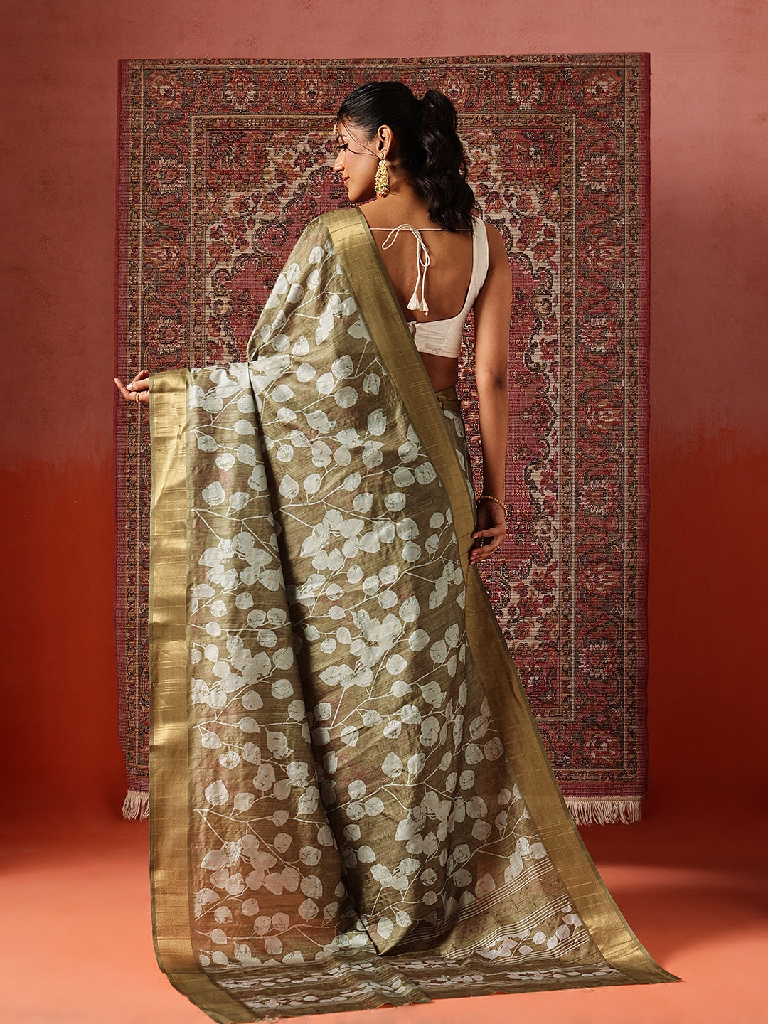 Floral Printed Kotha Silk Ready to Wear Saree With Zari Border