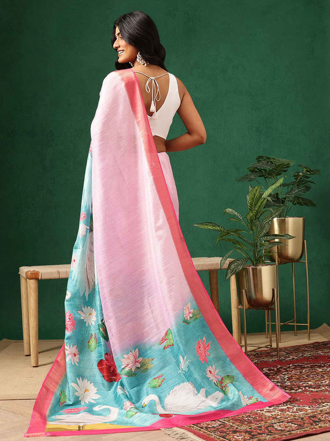 Animal Printed Kotha Silk Ready to Wear Saree With Zari Border
