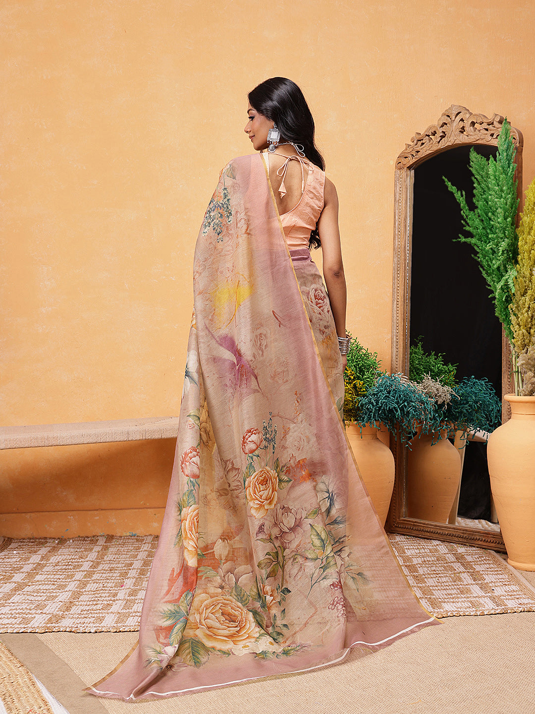 Printed Cotton Blend Ready To Wear Saree
