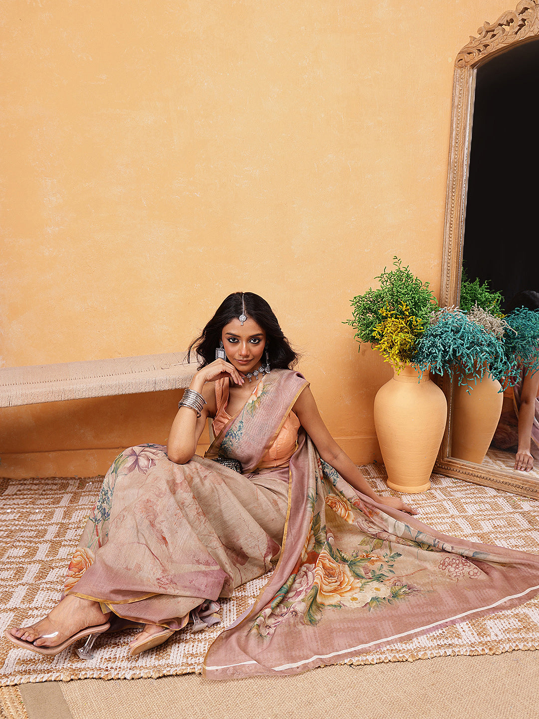 Printed Cotton Blend Ready To Wear Saree