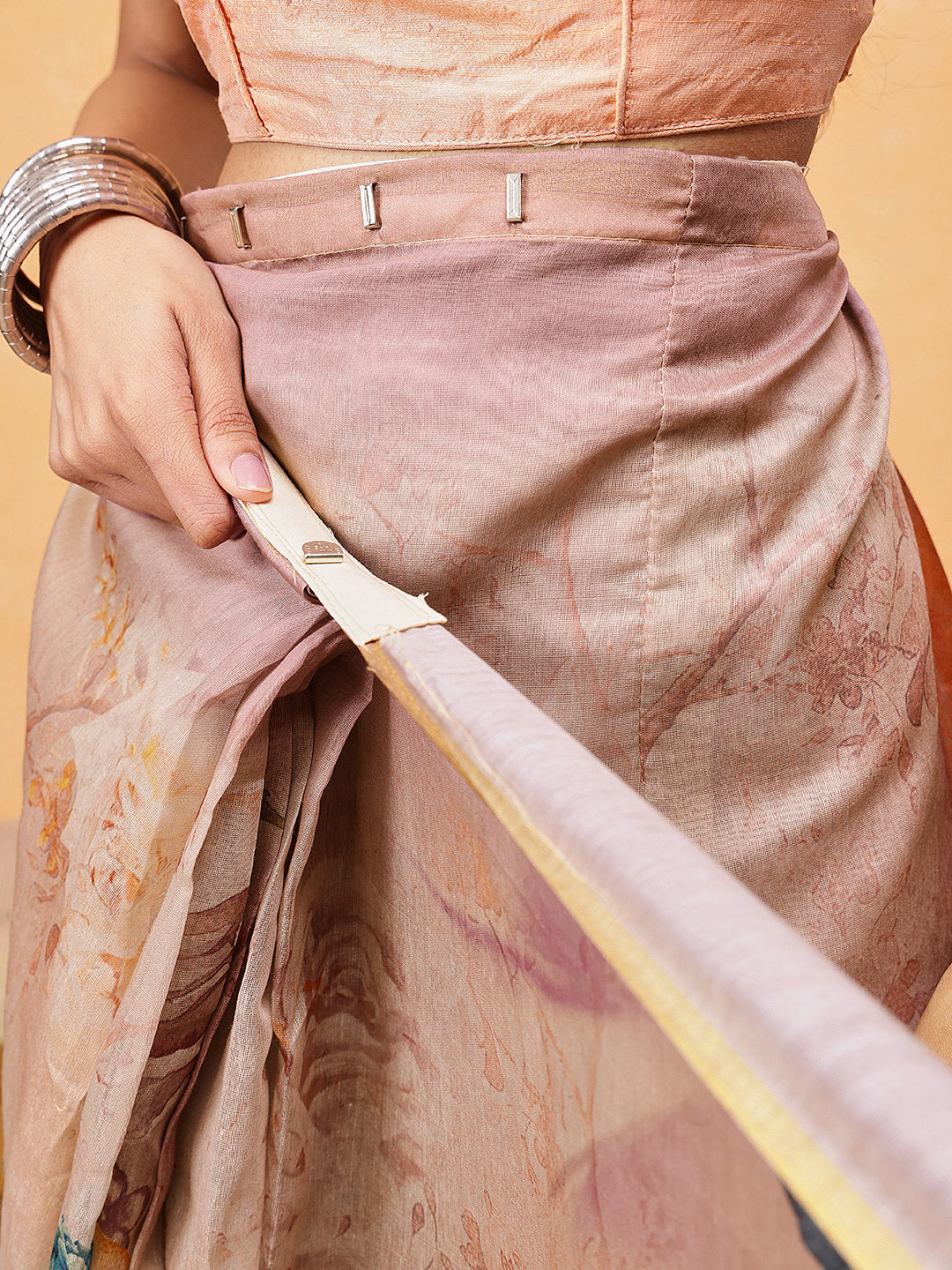 Printed Cotton Blend Ready To Wear Saree