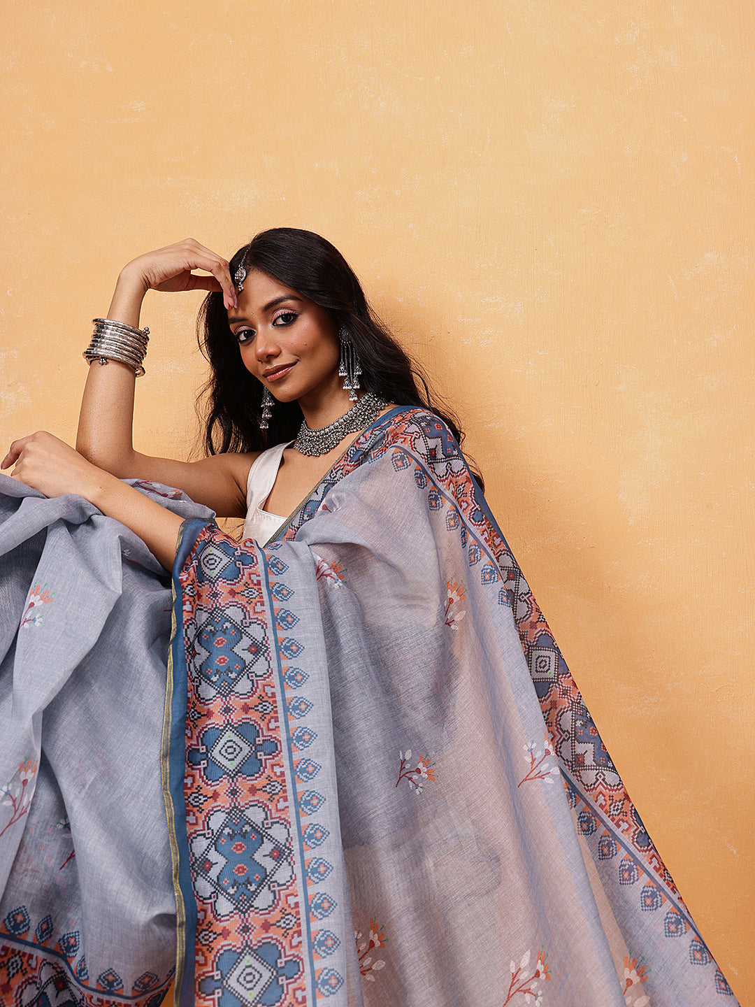 Printed Cotton Blend Ready To Wear Saree