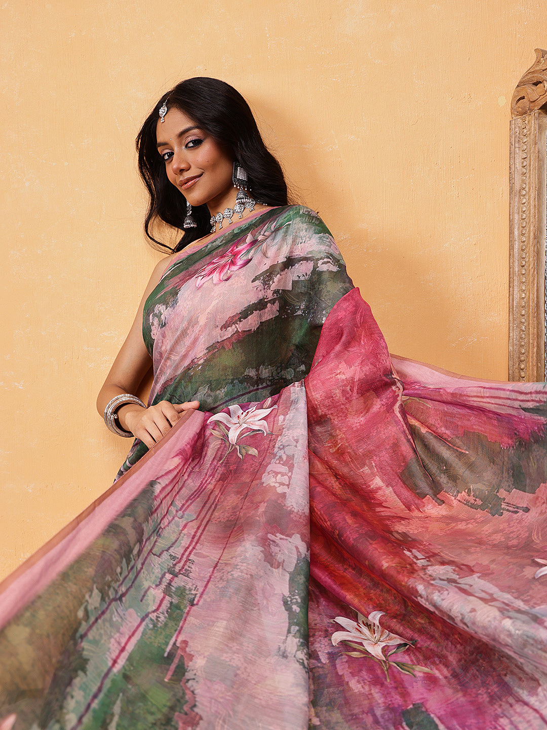 Printed Cotton Blend Ready To Wear Saree