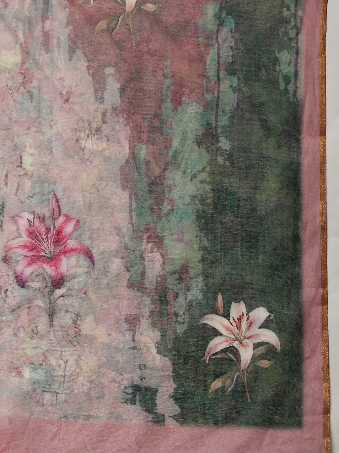 Printed Cotton Blend Ready To Wear Saree