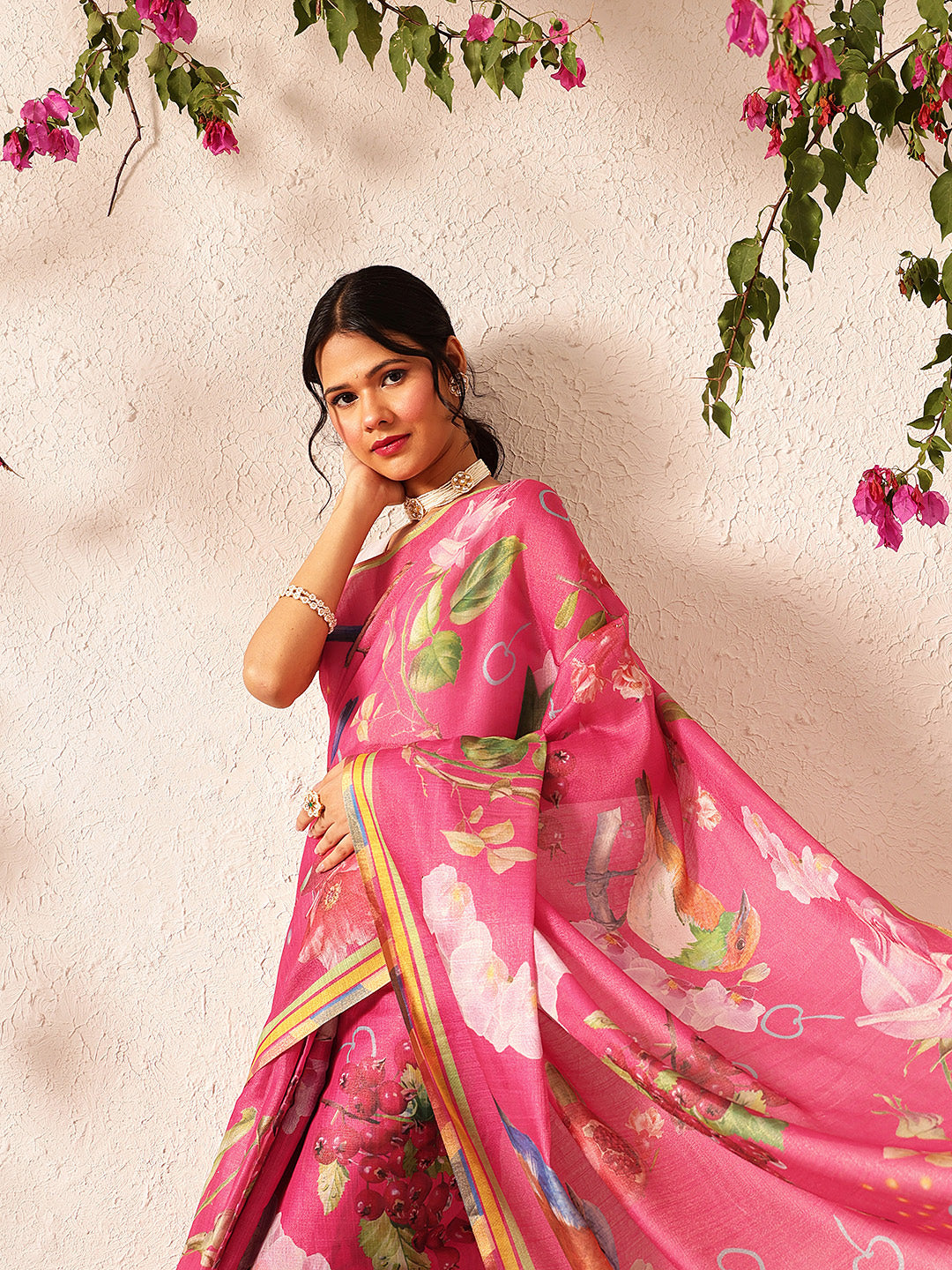 Fruits Printed Cotton Tissue Ready to Wear Saree