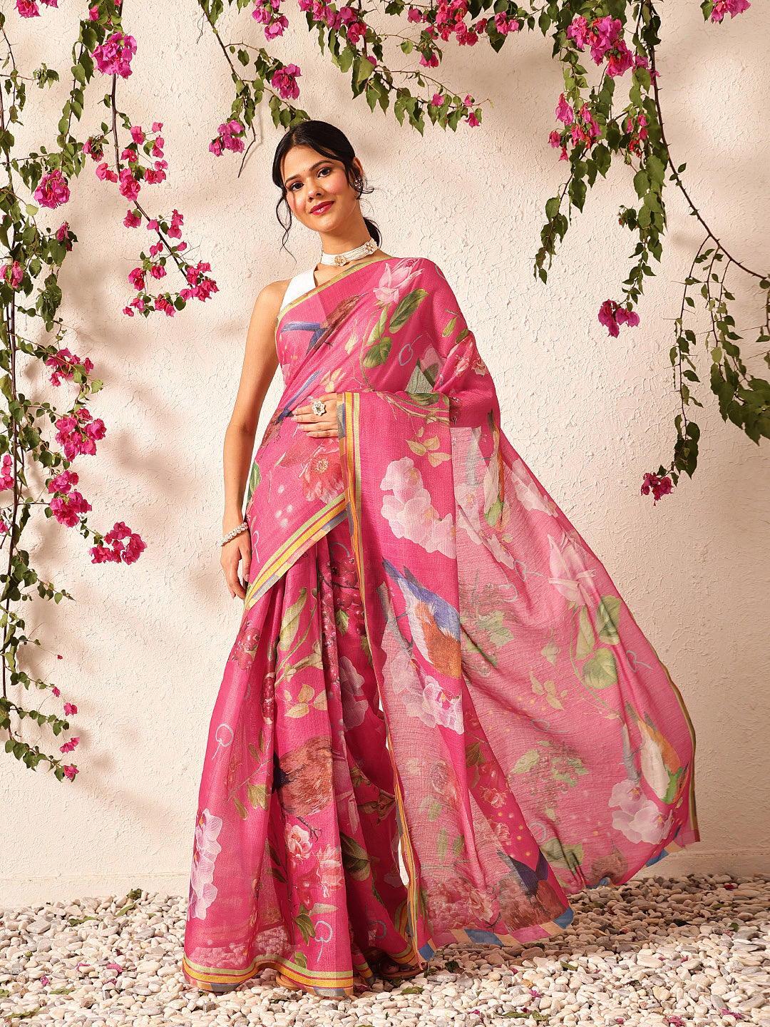 Fruits Printed Cotton Tissue Ready to Wear Saree