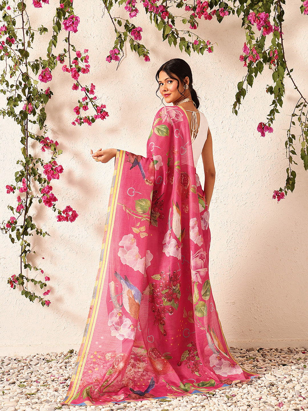 Fruits Printed Cotton Tissue Ready to Wear Saree