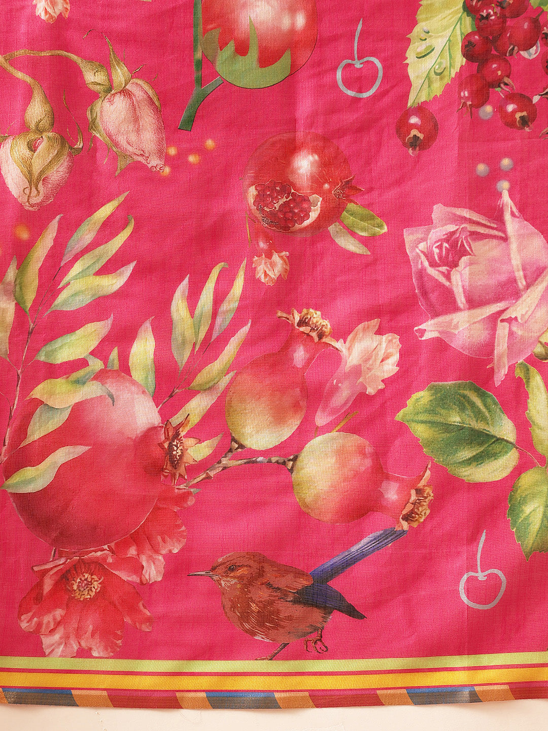 Fruits Printed Cotton Tissue Ready to Wear Saree