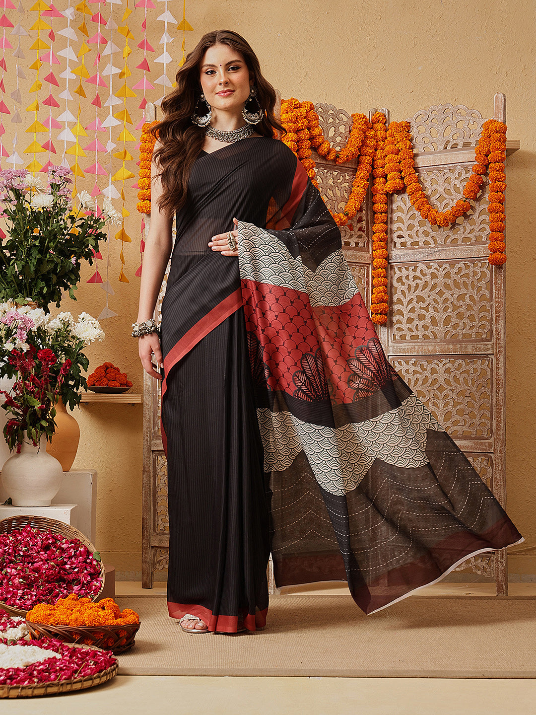 Digital Printed Soft Mal Cotton Ready to Wear Saree