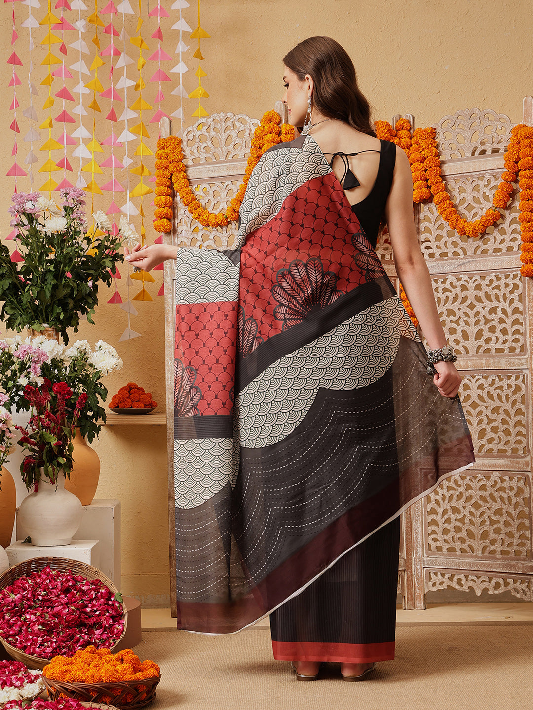 Digital Printed Soft Mal Cotton Ready to Wear Saree