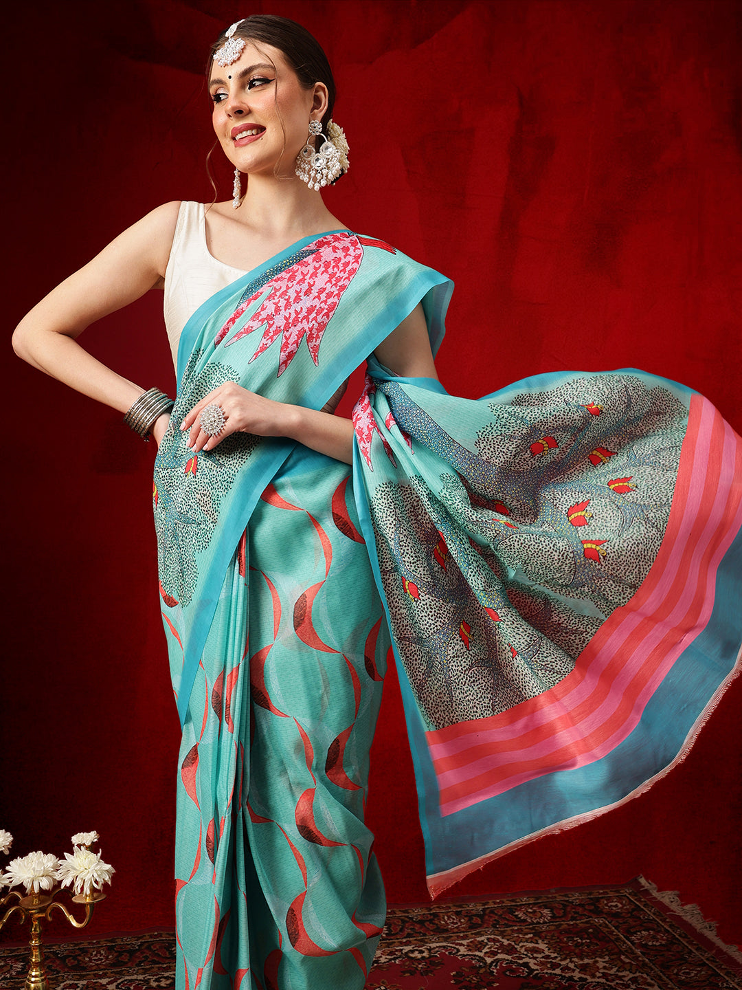 Mul Cotton Animal Printed Ready To Wear Saree