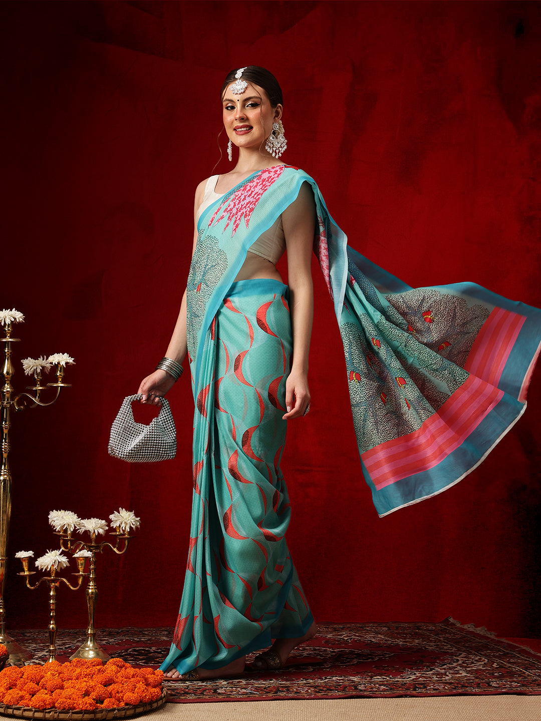 Mul Cotton Animal Printed Ready To Wear Saree