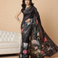 Black Color Art Silk Floral Digital Printed Ready to Wear Saree