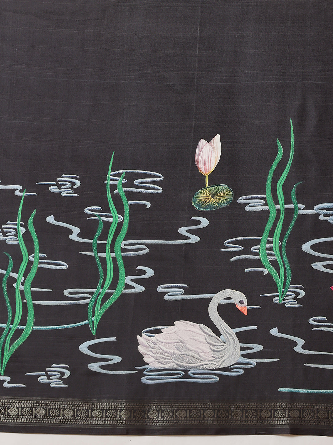 Black Color Art Silk Floral Digital Printed Ready to Wear Saree