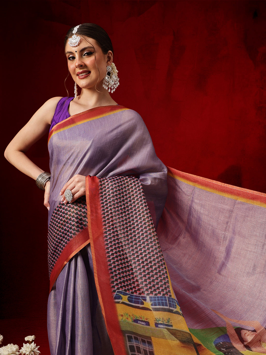 Women's Cotton Silk Floral Printed Ready to Wear Saree