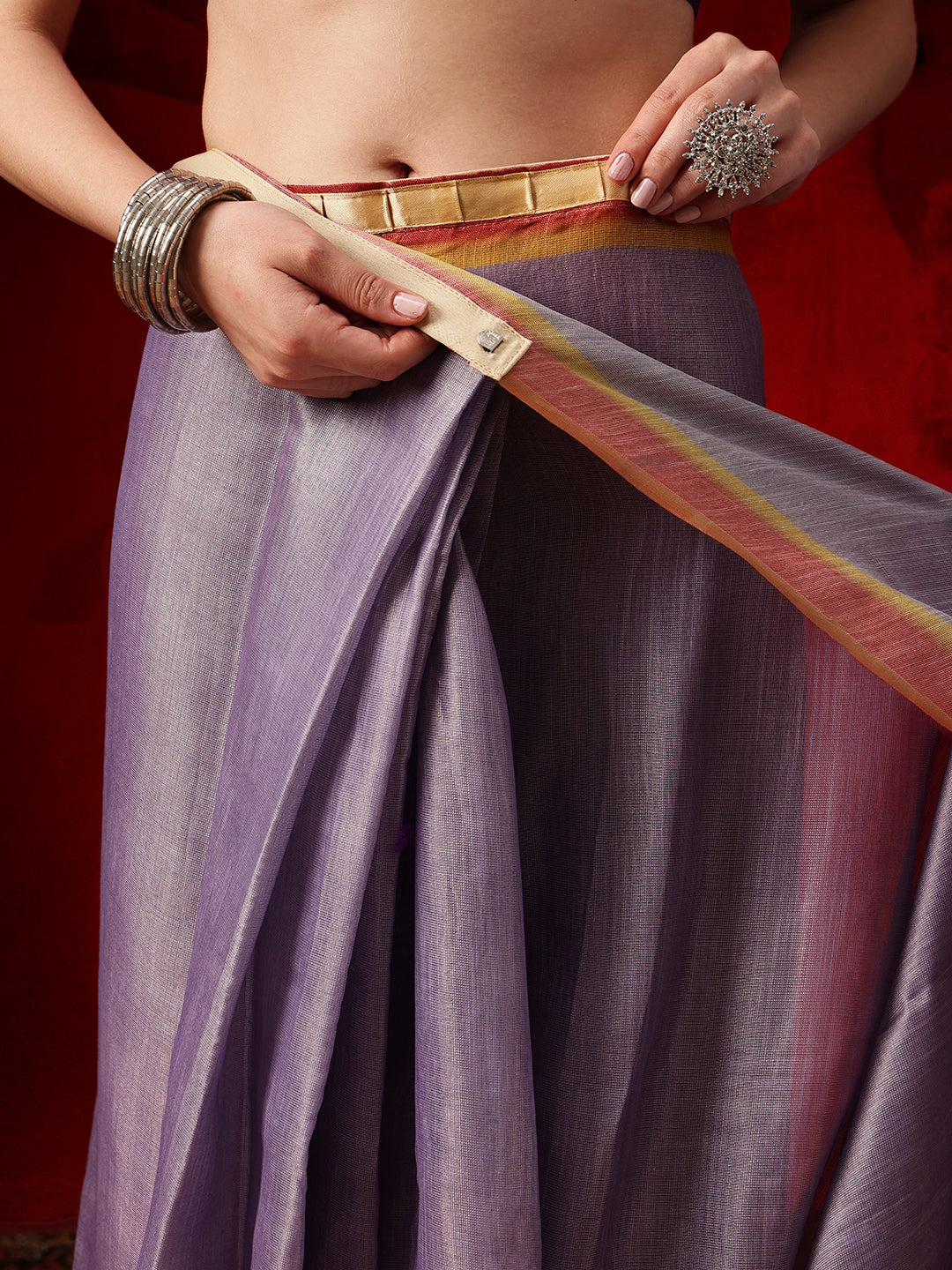 Women's Cotton Silk Floral Printed Ready to Wear Saree