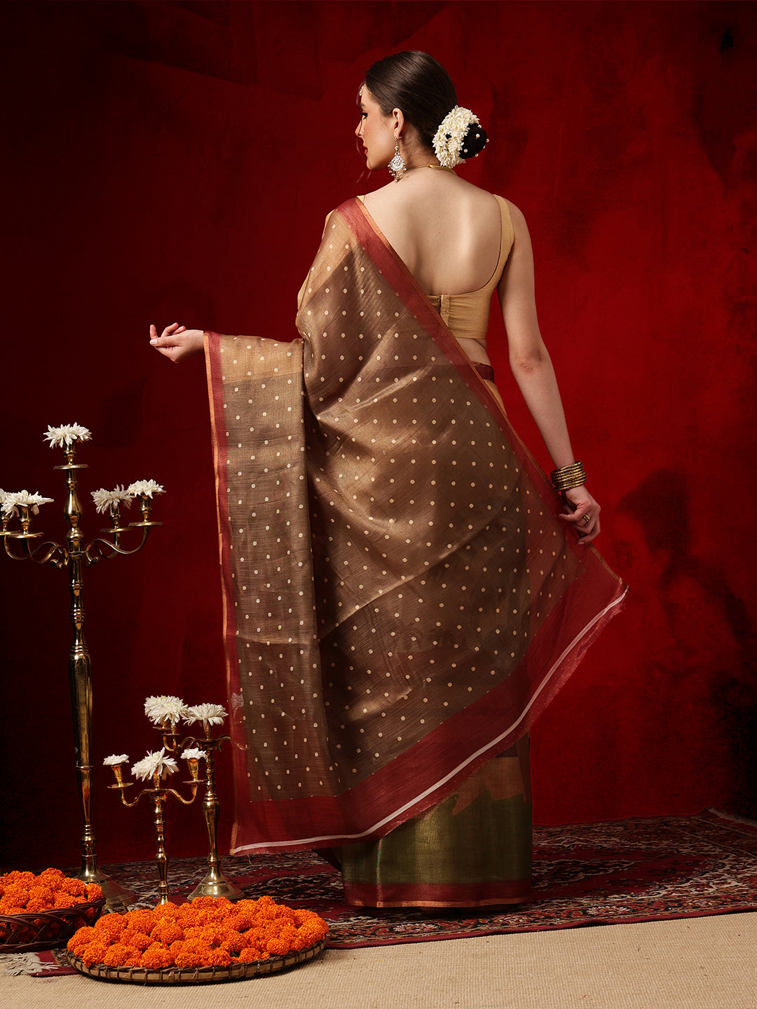 Women's Cotton Silk Floral Printed Ready to Wear Saree