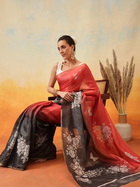 Printed Cotton Zari Tissue Ready to Wear Saree