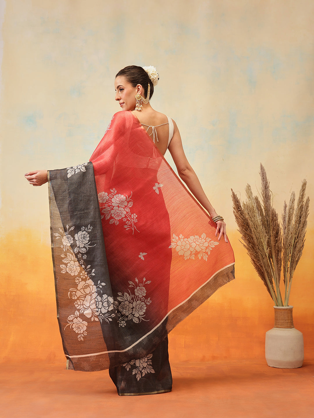 Printed Cotton Zari Tissue Ready to Wear Saree