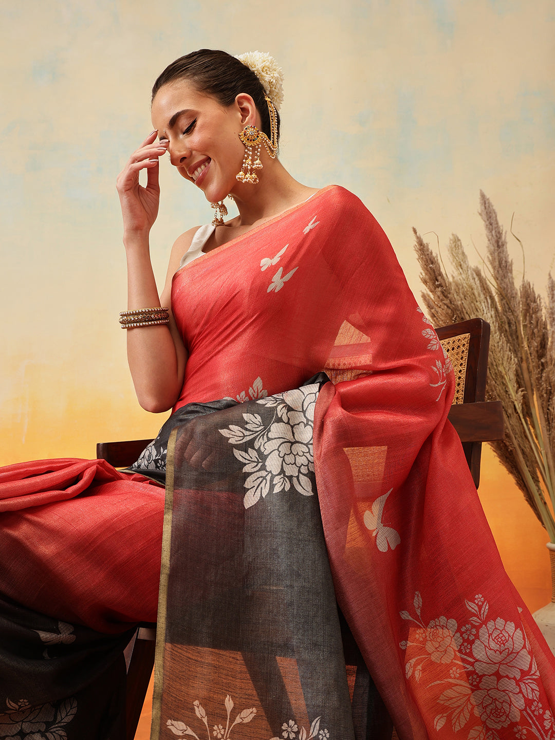 Printed Cotton Zari Tissue Ready to Wear Saree