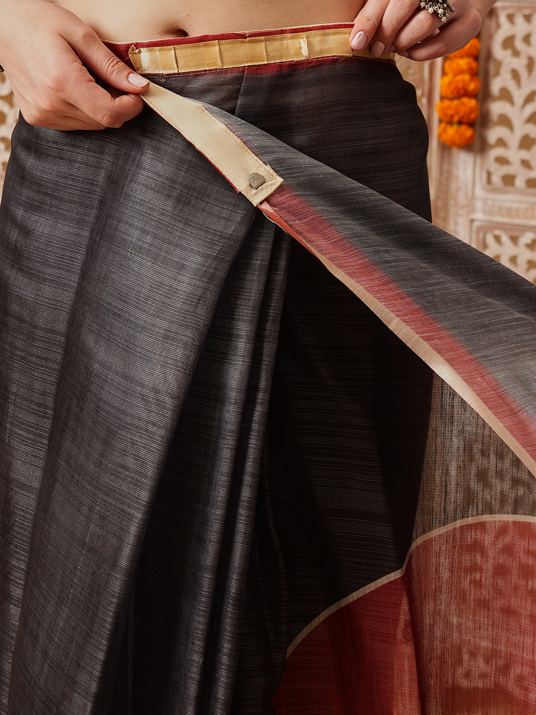 Women's Cotton Silk Floral Printed Ready to Wear Saree