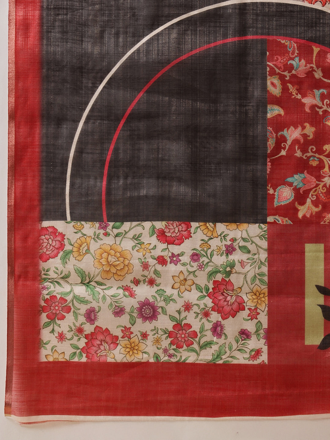 Women's Cotton Silk Floral Printed Ready to Wear Saree