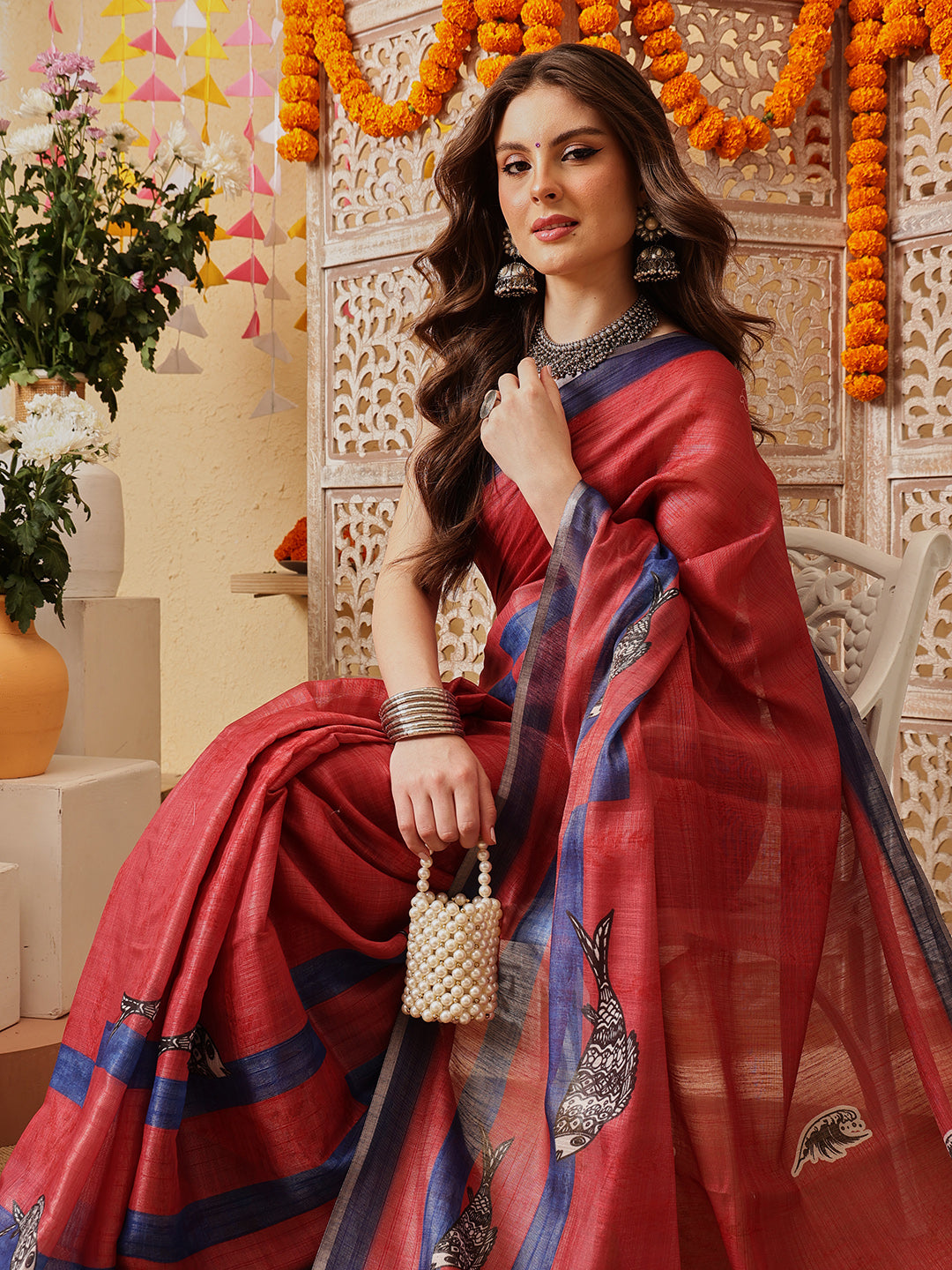 Women's Cotton Silk Floral Printed Ready to Wear Saree