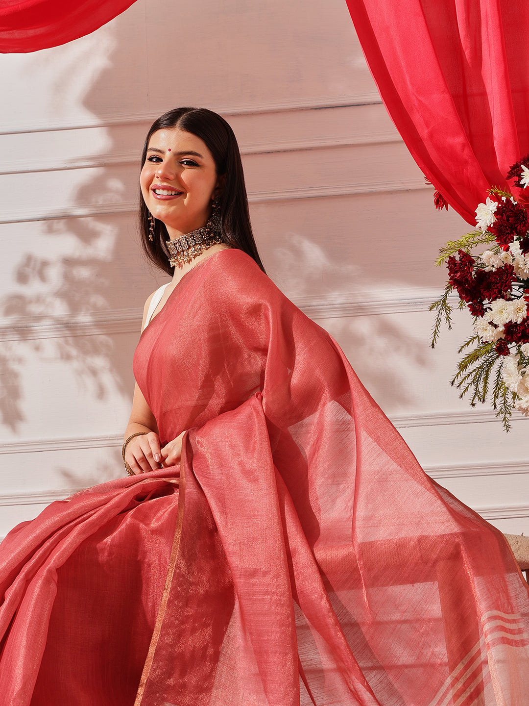 Women's Cotton Silk Floral Printed Ready to Wear Saree