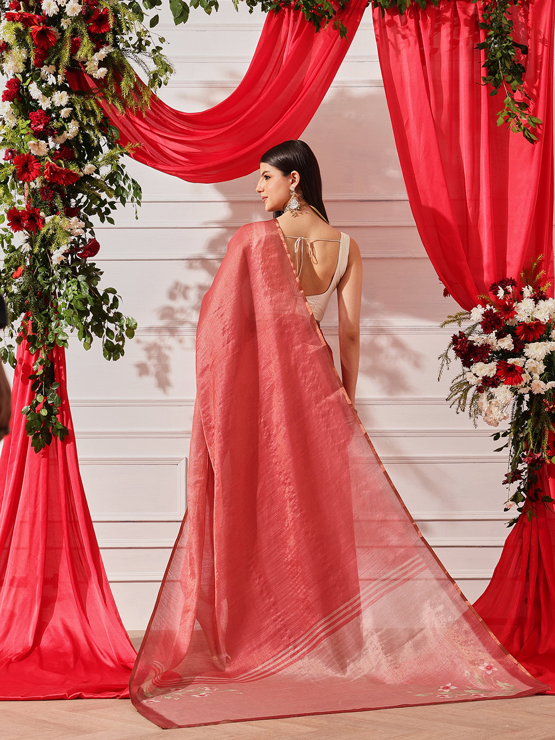 Women's Cotton Silk Floral Printed Ready to Wear Saree