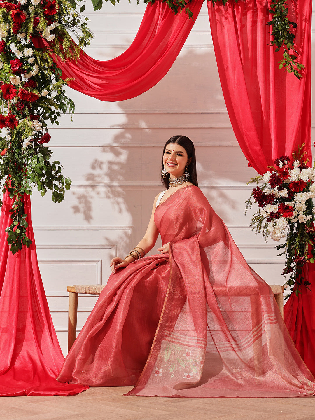 Women's Cotton Silk Floral Printed Ready to Wear Saree