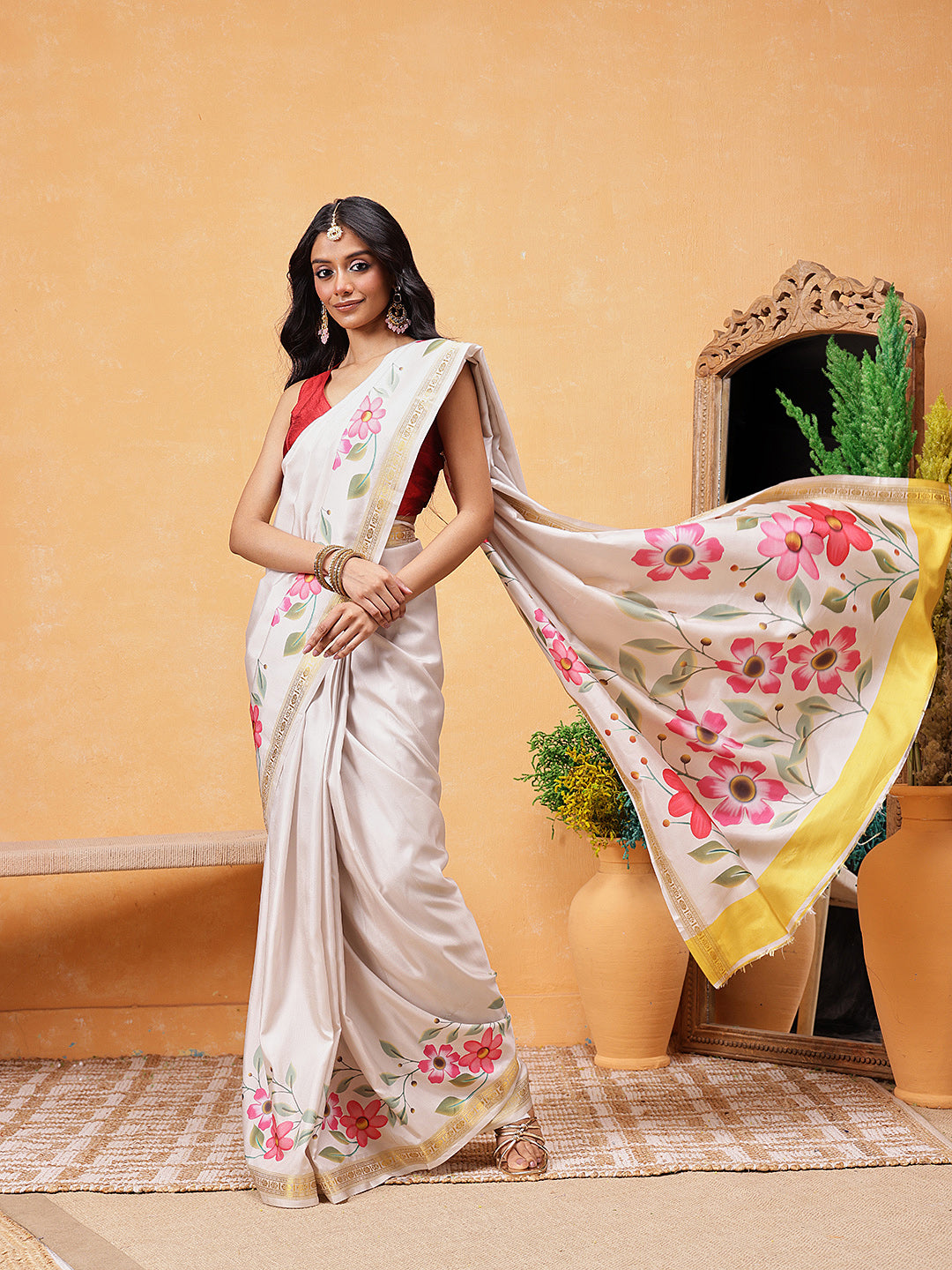 Onam Special Printed Silk Ready To Wear Kasauv Saree