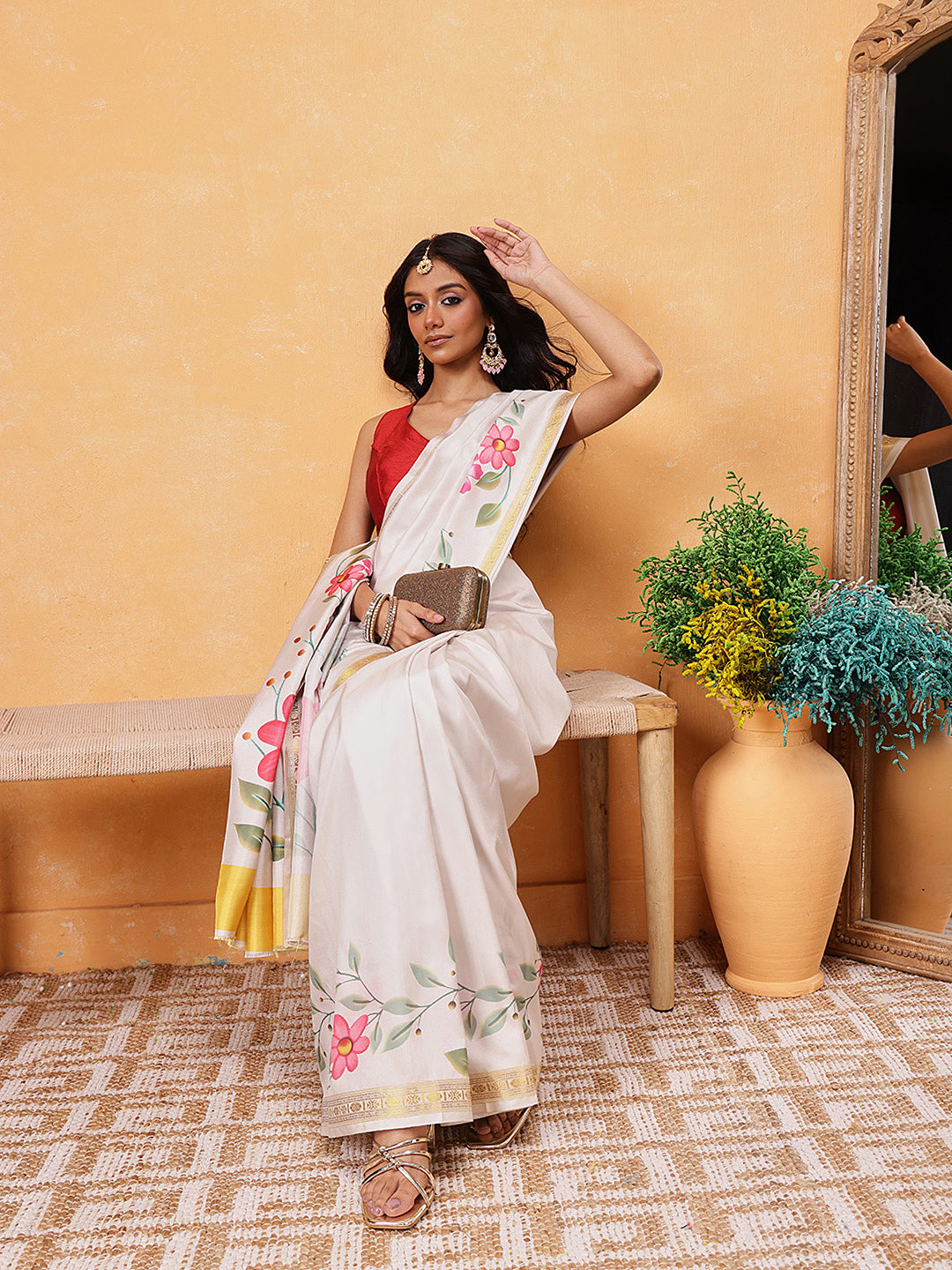 Onam Special Printed Silk Ready To Wear Kasauv Saree