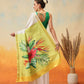 Onam Special Printed Silk Ready To Wear Kasavu White Saree