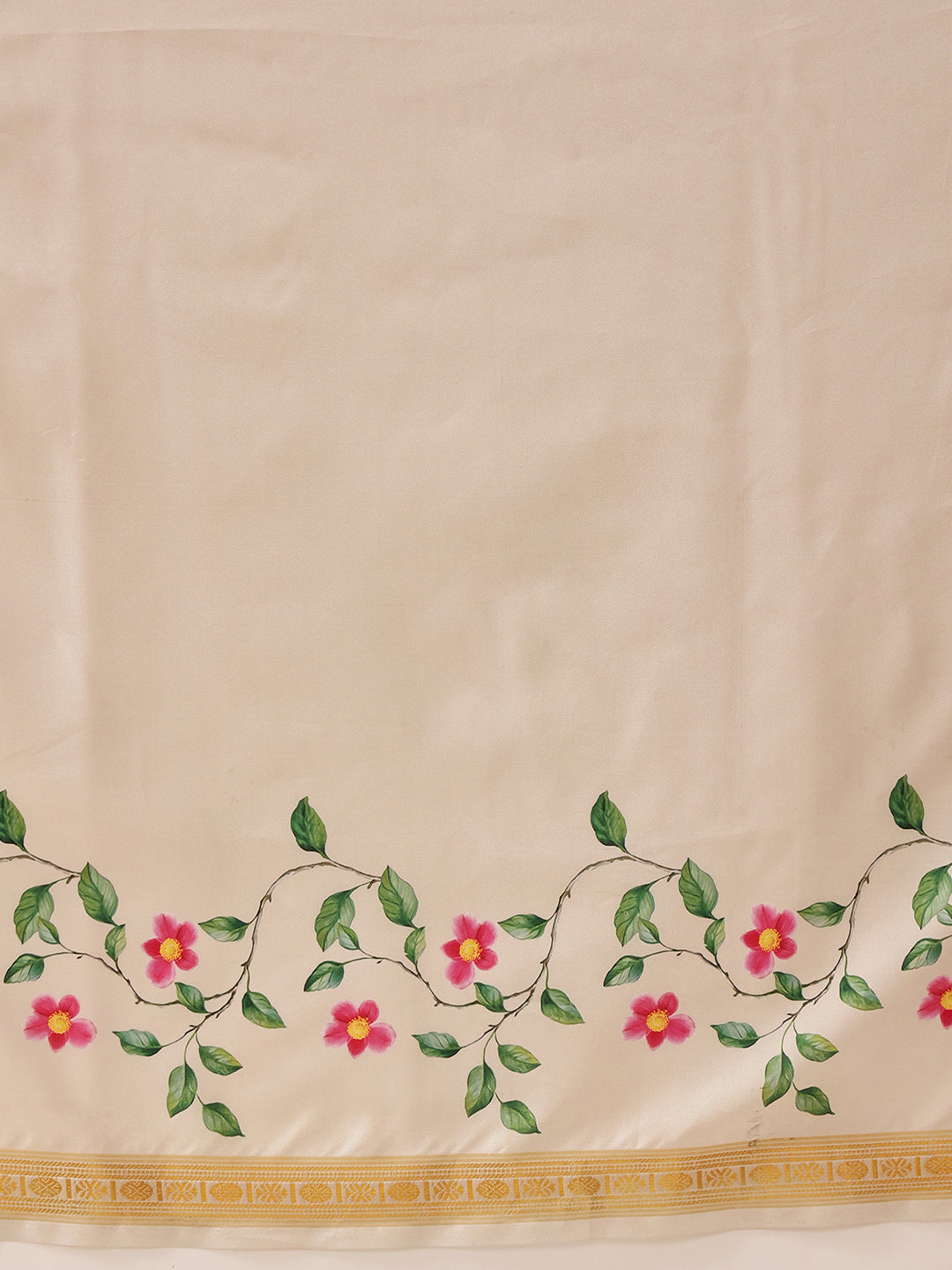 Onam Special Printed Silk Ready To Wear Kasavu White Saree