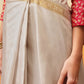 Onam Special Printed Silk Ready To Wear Kasavu White Saree