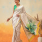 Onam Special Printed Silk Ready To Wear Kasavu White Saree