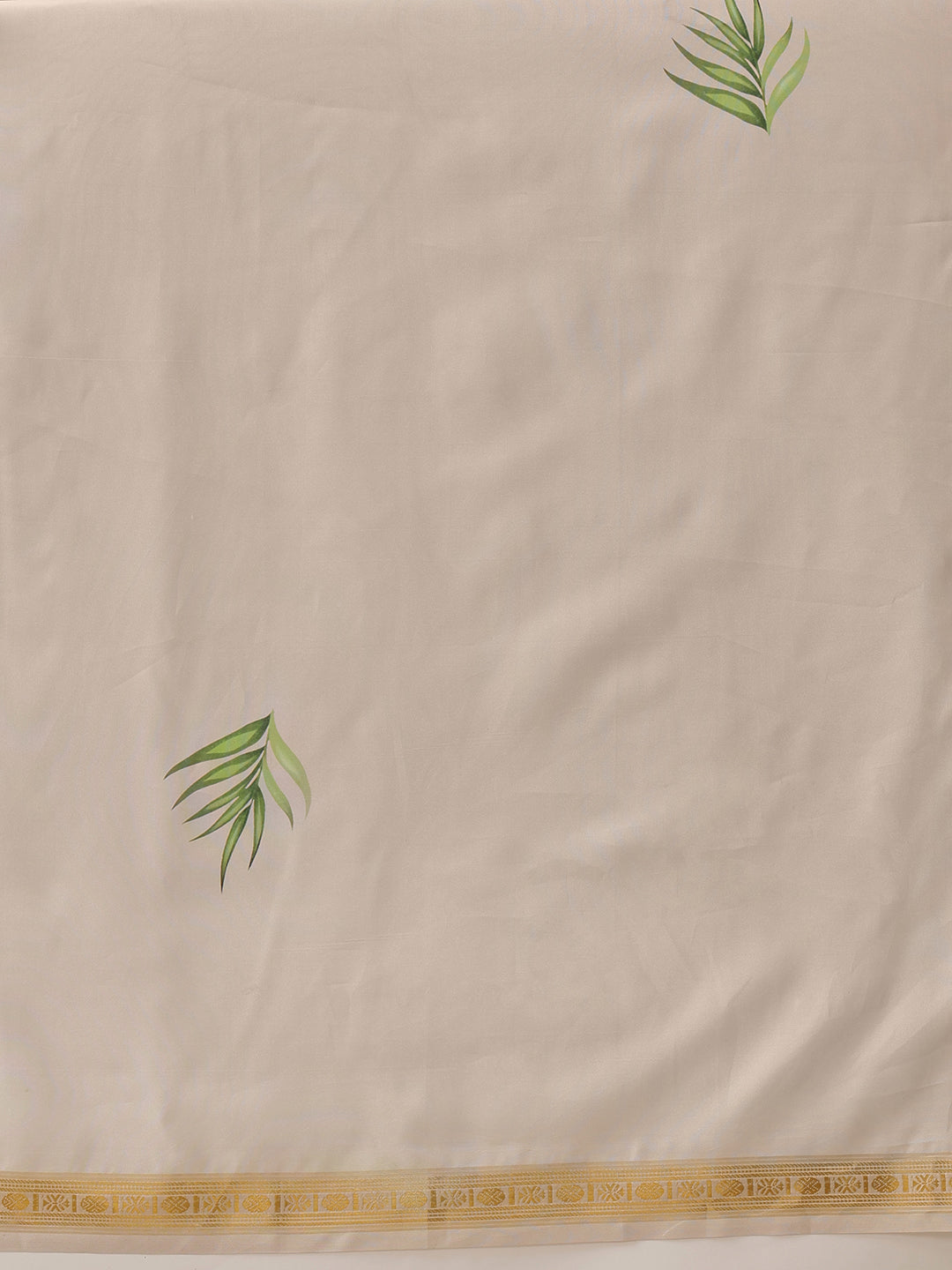 Onam Special Printed Silk Ready To Wear Kasavu White Saree