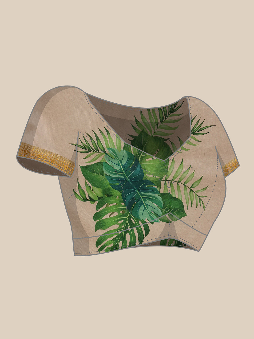 Onam Special Printed Silk Ready To Wear Kasavu White Saree