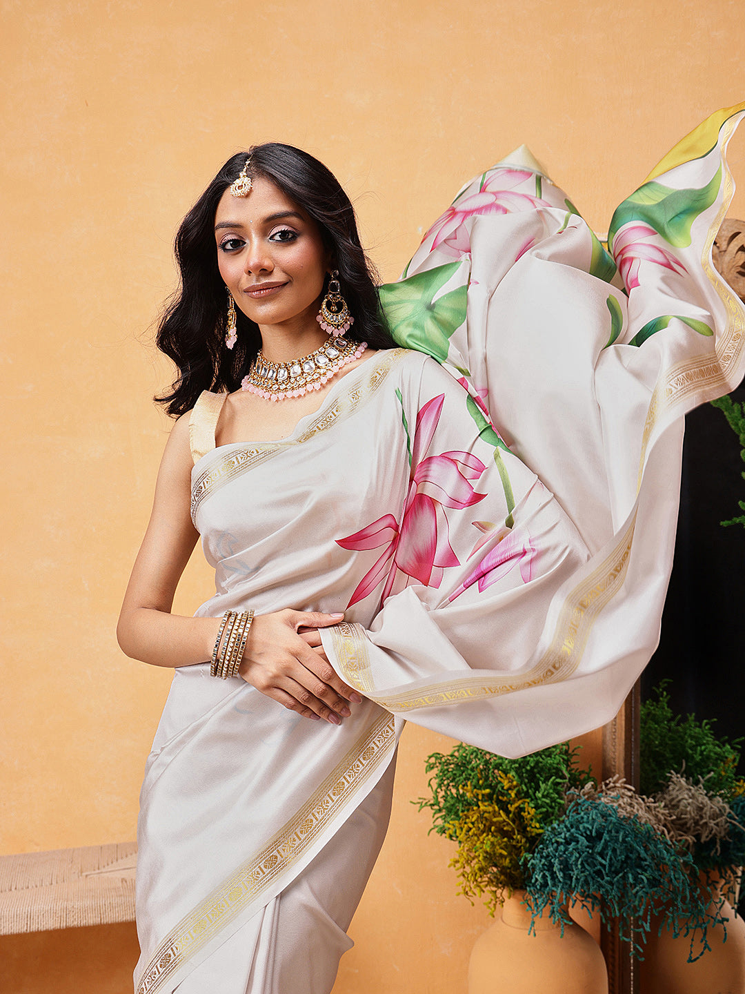 Onam Special Printed Silk Ready To Wear Kasauv Saree