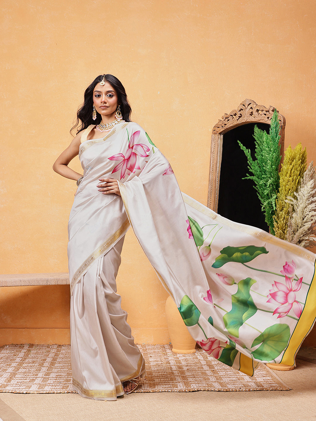 Onam Special Printed Silk Ready To Wear Kasauv Saree