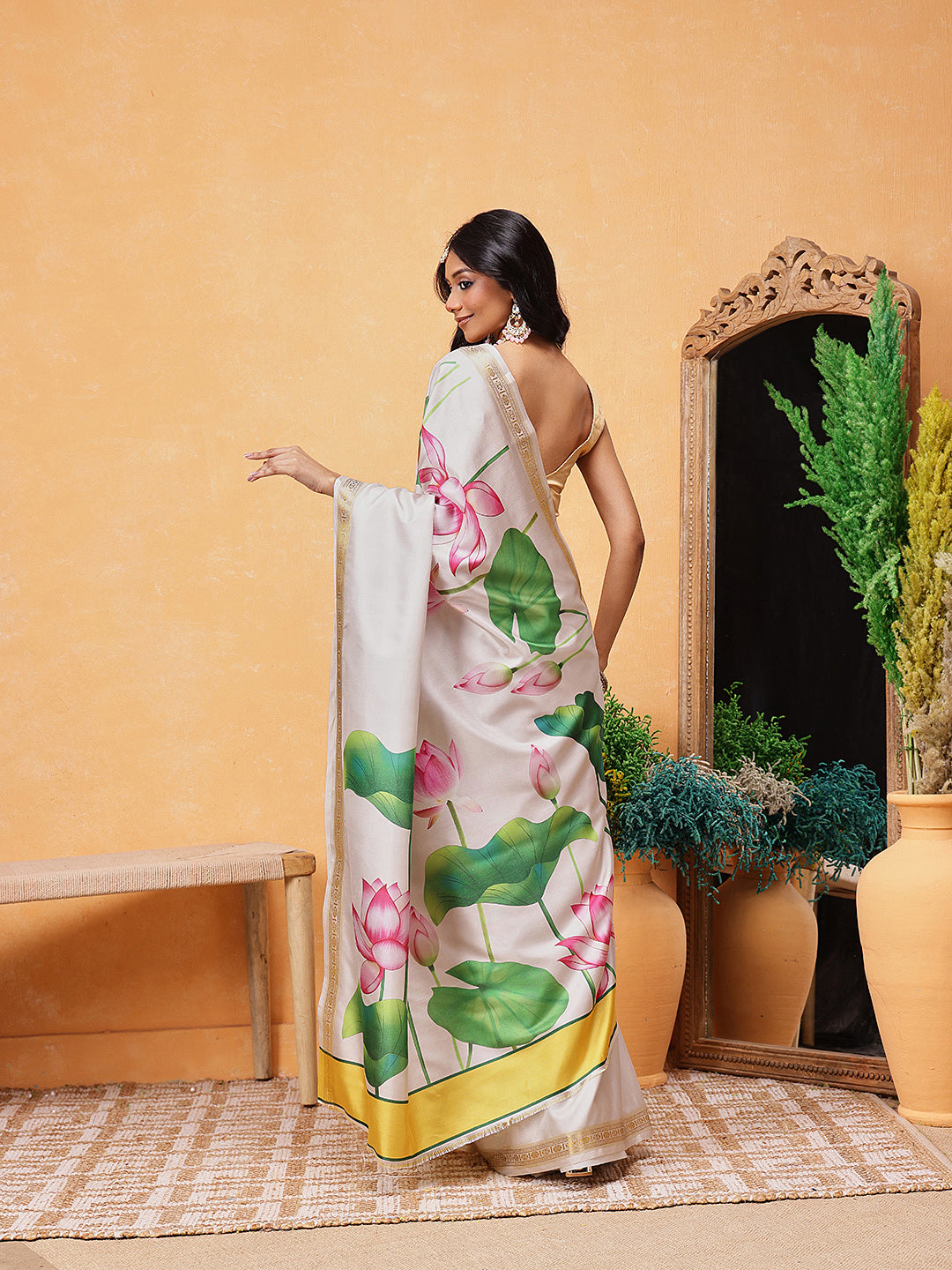Onam Special Printed Silk Ready To Wear Kasauv Saree
