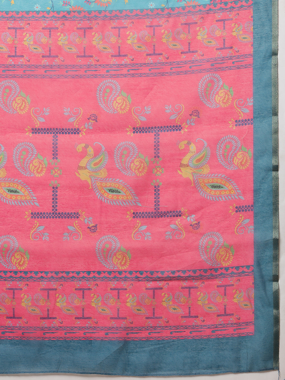 Digital Printed Paithani Design Chanderi Cotton Ready to Wear Saree