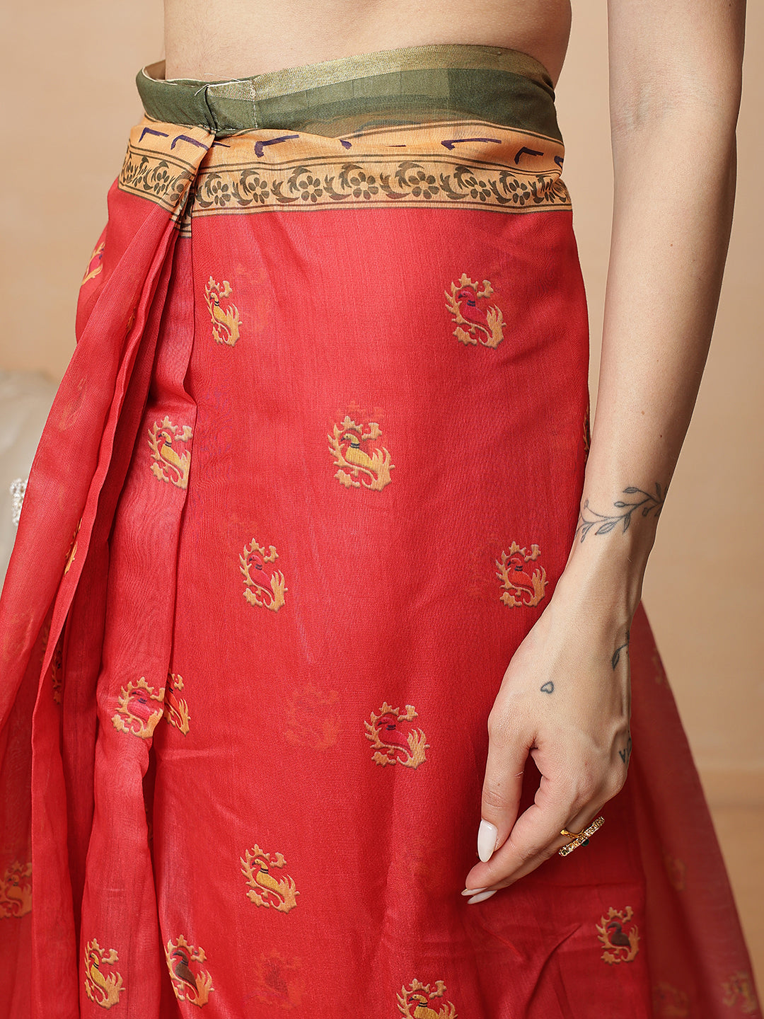 Digital Printed Paithani Design Chanderi Cotton Ready to Wear Saree