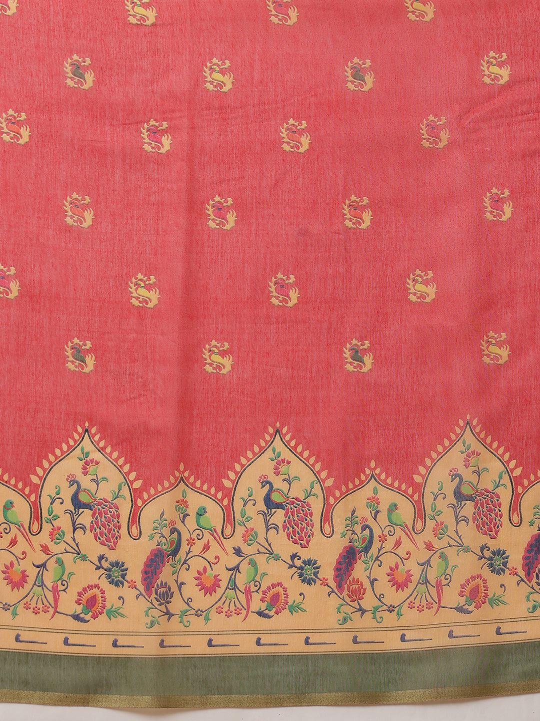 Digital Printed Paithani Design Chanderi Cotton Ready to Wear Saree