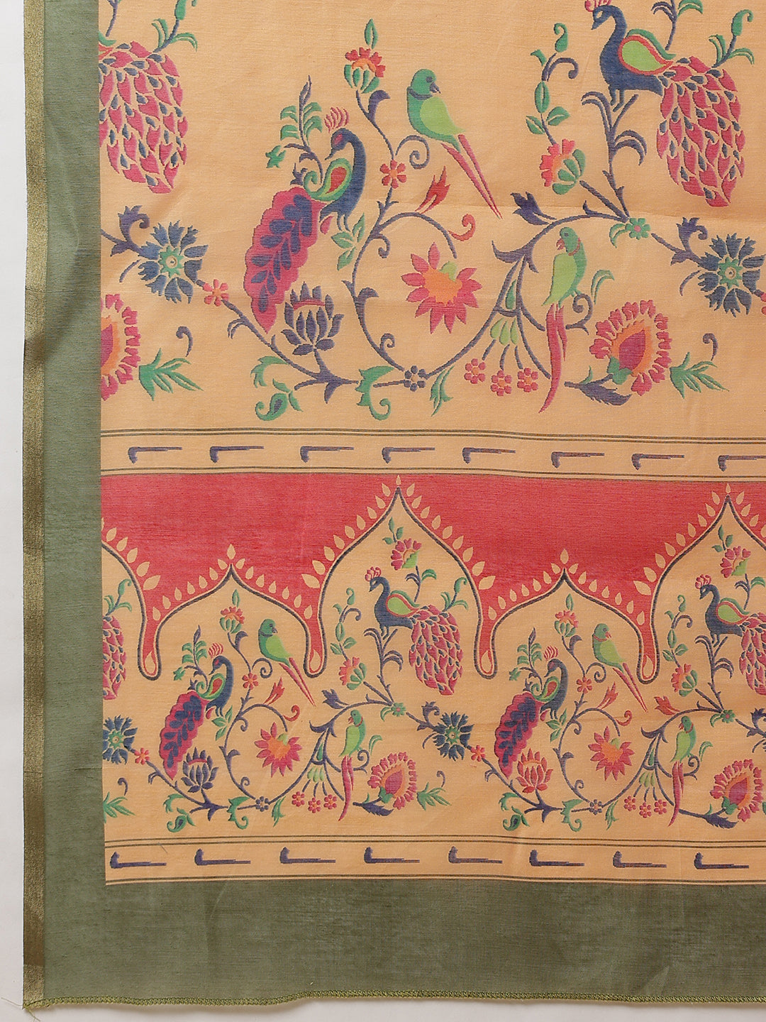 Digital Printed Paithani Design Chanderi Cotton Ready to Wear Saree