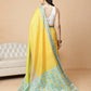 Color Blocked Small Zari Border Digital Printed Tussar Silk Ready to Wear Saree