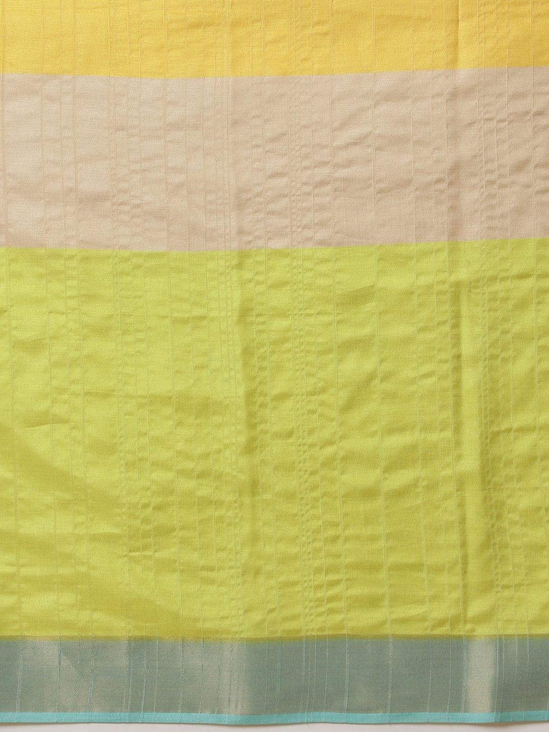 Color Blocked Small Zari Border Digital Printed Tussar Silk Ready to Wear Saree