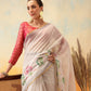 Printed Chanderi Cotton White Ready to Wear Saree