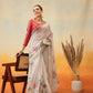 Printed Chanderi Cotton White Ready to Wear Saree