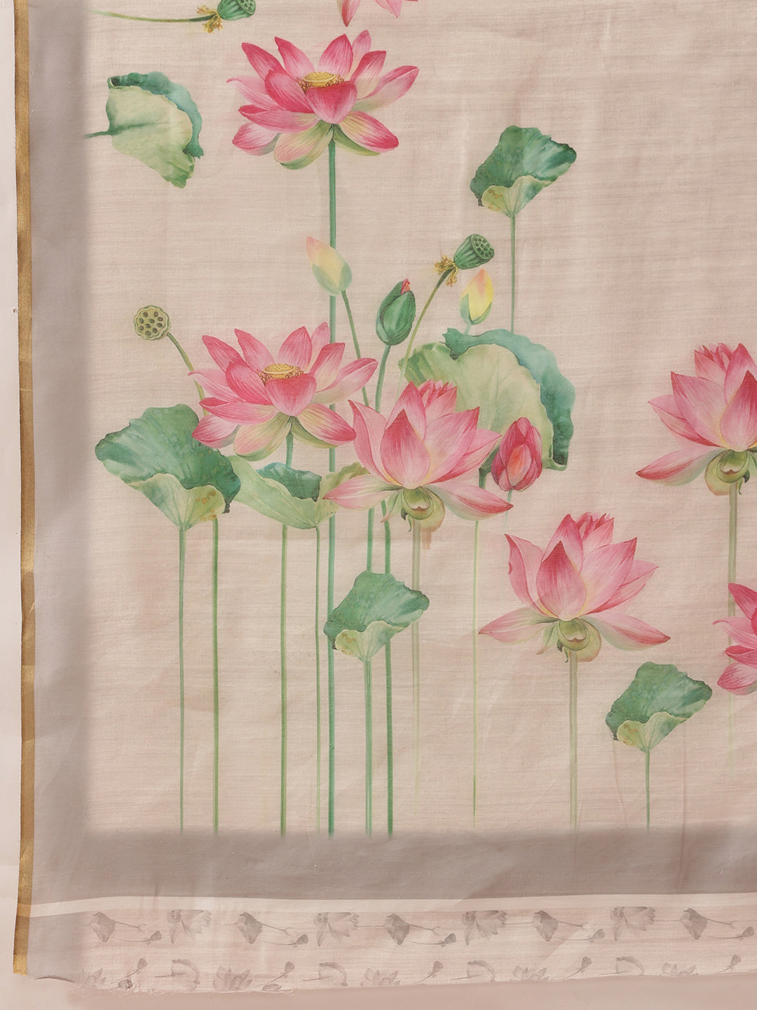 Printed Chanderi Cotton White Ready to Wear Saree